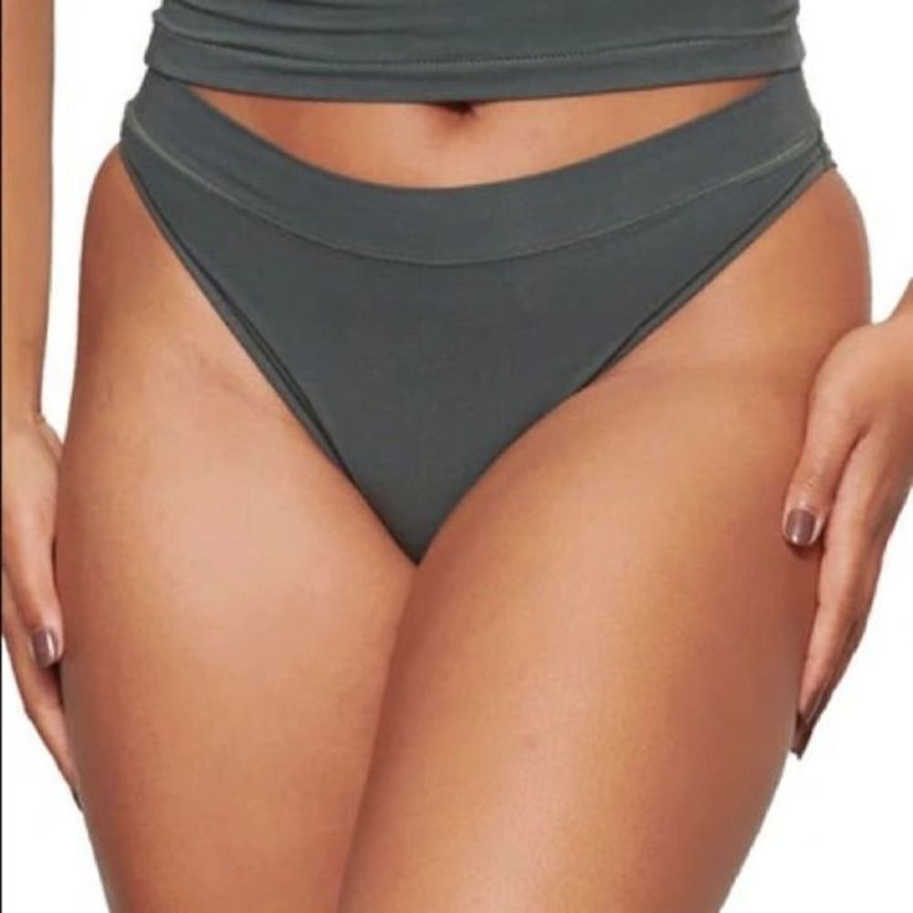 SKIMS
Grey Cotton 2.0 Cheeky Tanga Briefs In Deep Sea